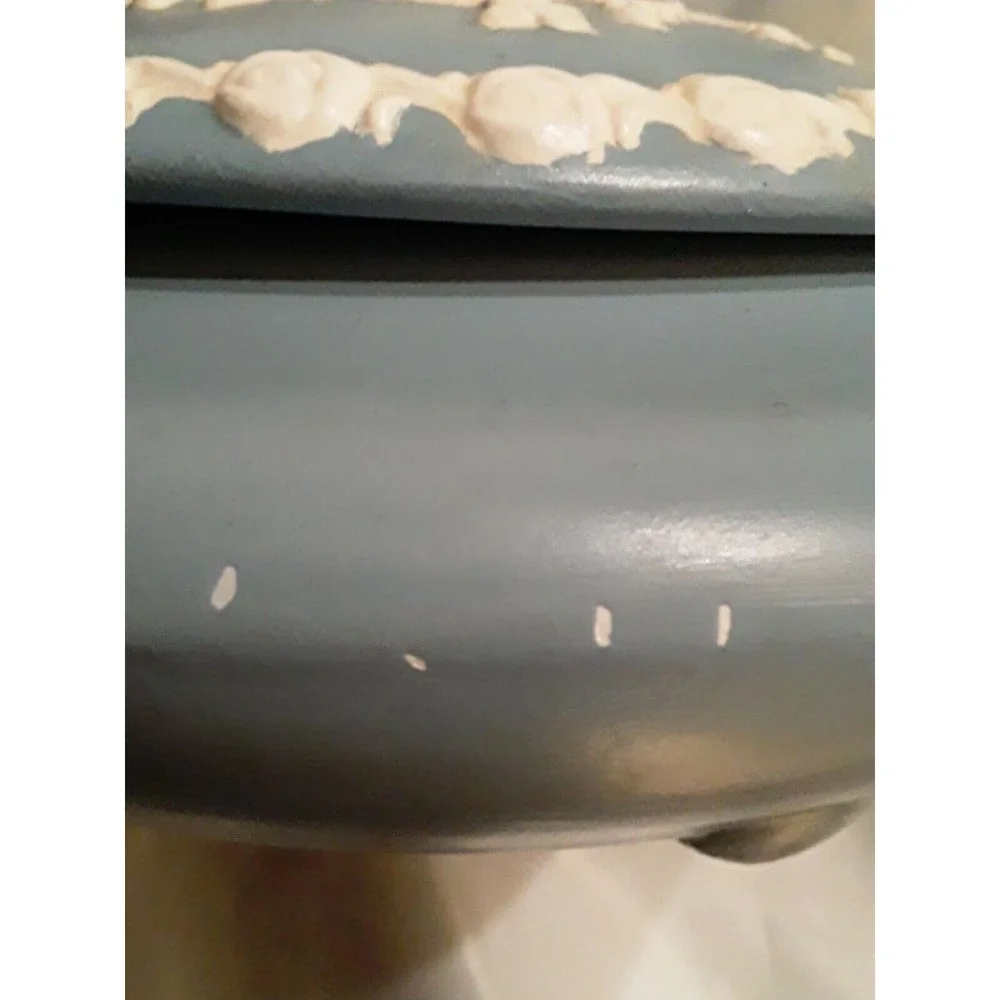 Vintage Eley Boy Trinket Box Powder Blue with Intricately Designed Lid